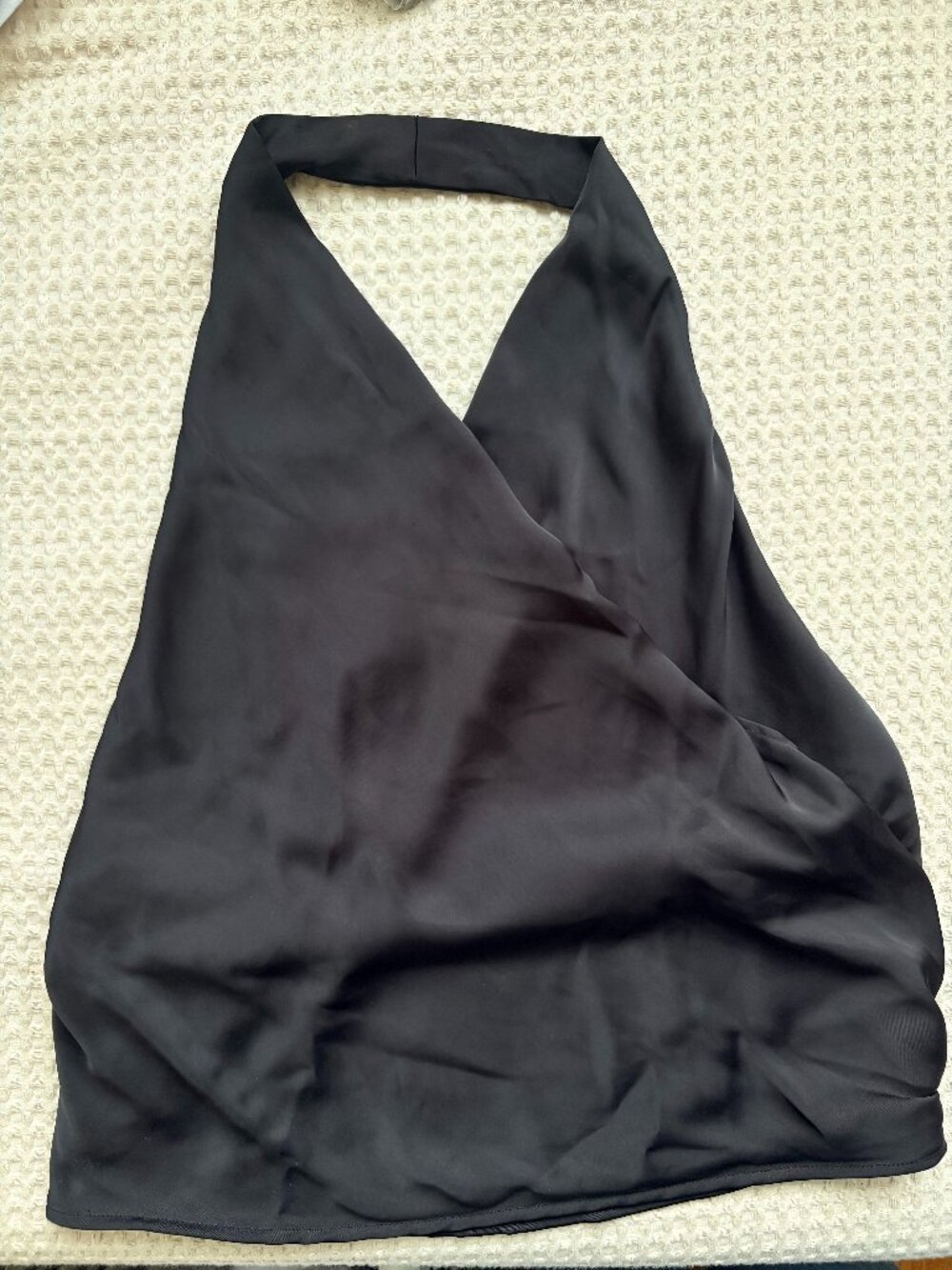 Zara satin halter top in Black; size M